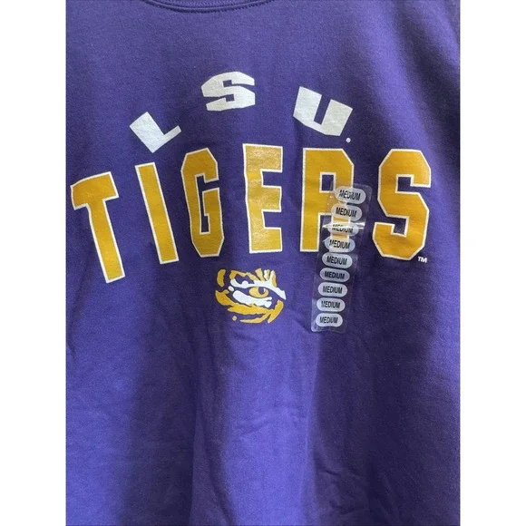 LSU Purple Crewneck Geaux Tigers Purple And Gold New Sz Med Football Baseball - Picture 2 of 5